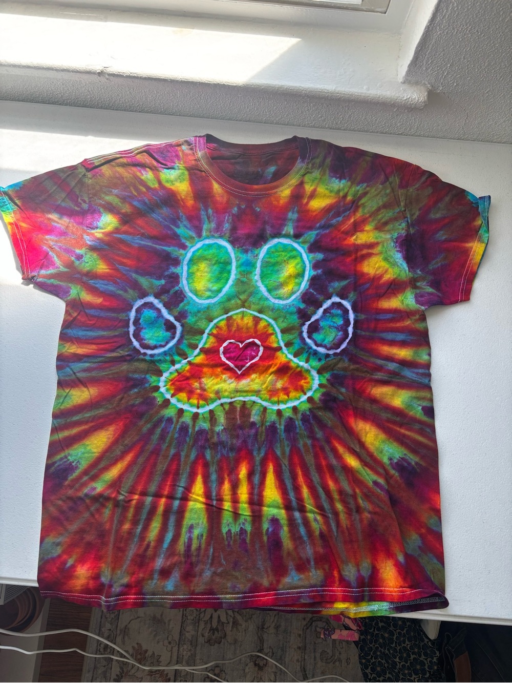 Tie-Dye Paw Print Tee with Heart